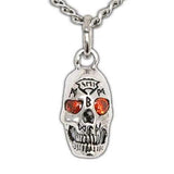 DRESDEN FILES Official BOB THE SKULL Necklace, 3D Sterling Silver-Bob The Skull, a smart-mouthed spirit entity in the possession of powerful wizards since the dark ages and current assistant to Harry Dresden.

Bob the Skull. Made in the USA. New with COA. -Good Bob (Orange CZ)-24in Stainless Steel Chain-