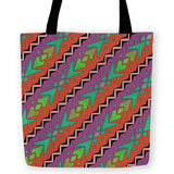 -High Quality Carryall Tote Bag in your choice of 13, 16 or 18 inches. Durable and machine washable. Colorful retro design inspired by the tropical patterns of the early 90s and vintage Dutch pattern camera straps. -