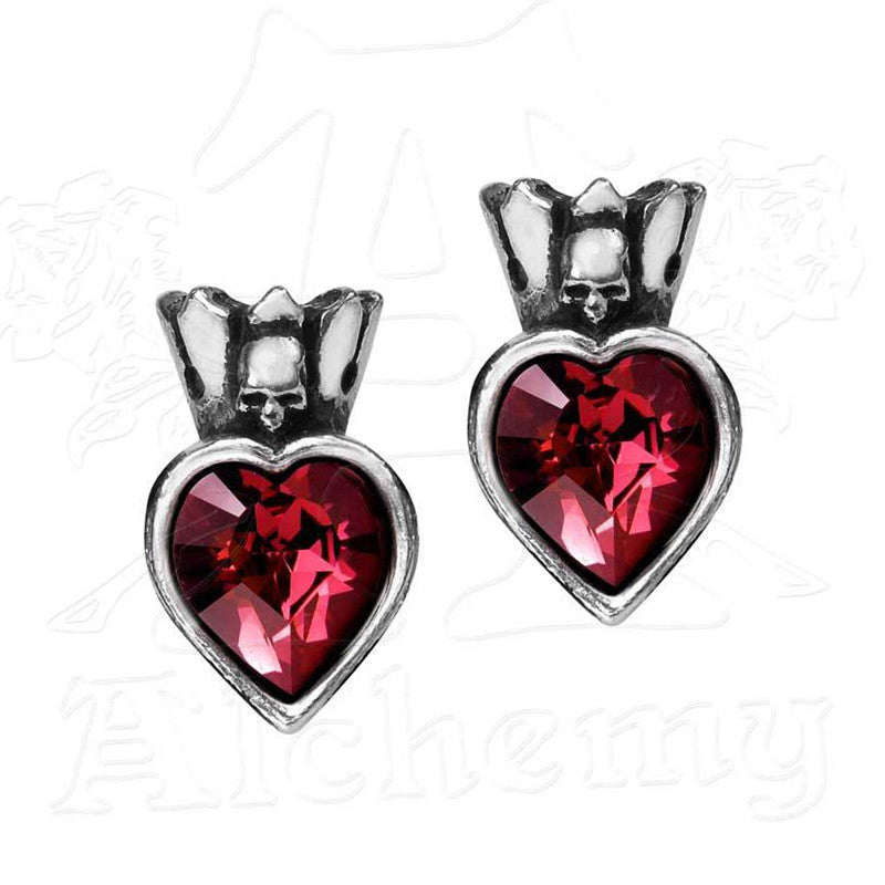 -Love and Loyalty from the 17th century, traditional Irish symbol - the heart for love and the crown for loyalty. Hand crafted in the UK of lead-free, fine English pewter and Swarovski Crystal hearts with stainless steel ear posts. Genuine Alchemy Product - Brand New with Alchemy Lifetime Guarantee-664427043943