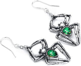 -The deadly, viridescent predatory pair are quiescent, unnervingly poised to sink their fangs into any convenient and desirable prey. Long antiqued pewter spider earrings with bodies set w/green Austrian crystals. Hand Crafted in the UK.
Goth gothic creepy insect magic witch witchcraft bug arachnid halloween jewelry -664427048672