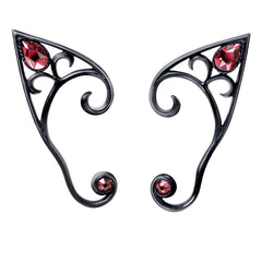 Elvyn Ear Wraps, Alchemy Gothic (E446) Elf Ear Earrings Left, Right or Pair-The quintessential manifestation of one of the most magical & ancient of beings. A polished, antiqued pewter pointed elf-ear-shaped ear-wrap set with two austrian crystals. Left or right ear, or as a pair - fastened at the lobe with one surgical steel ear-post. Genuine Alchemy Product with Alchemy Lifetime Guarantee-Pair-