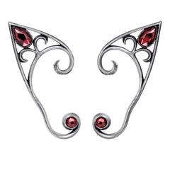 Elvyn Ear Wraps, Alchemy Gothic (E446S) Elf Ear Earrings Left, Right or Pair-The quintessential manifestation of one of the most magical and ancient of beings. A polished, antiqued pewter pointed elf-ear-shaped ear-wrap set with two Swarovski crystals. Available for the left or right ear, or as a pair - fastened at the lobe with one surgical steel ear-post. Genuine Alchemy Product - Brand New with Alchemy Lifetime Guarantee-Pair-