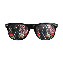 They Live Cosplay Prop Replica Sunglasses-Get ready to kick ass and chew bubblegum with these retro perforated pinhole style sunglasses for cosplay and costume use. Funny classic sci-fi science fiction horror alien invasion halloween costume accessory social political commentary ideological parody anti-capitalist anticap movie john carpenter roddy piper OBEY-