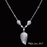 Lord of the Rings Elven Realms Three Leaf Necklace-Lothlorian (white CZ)-Sterling Silver-