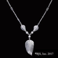 Lord of the Rings Elven Realms Three Leaf Necklace-Lothlorian (white CZ)-Sterling Silver-