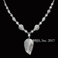 Lord of the Rings Elven Realms Nine Leaf Necklace-Lothlorian (white CZ)-Sterling Silver-