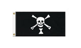Emanuel Wynne Jolly Roger Pirate Flag, Skull Crossbones Hourglass-High quality, professionally printed polyester banner pole flag. Single or double sided with grommets or pole pocket. 3x2/2x3 ft,3x5/5x3ft, 2x1/1x2ft, 5x8/8x5ft or custom size. Emanuel Wynne skull and crossbones hourglass symbol pirate first jolly roger flag. Boat, ship, black sails mean death cosplay prop replica.-2 ft x 1 ft-Standard-Grommets-