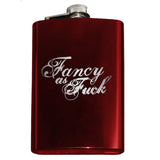 Funny Engraved FANCY AS FUCK FLASK, Classy Crude 8oz Stainless Steel -Funny engraved 8oz Stainless Steel Flask with easy closure screw cap lid. "Fancy as Fuck" script engraving. Choice of color - optonal funnel or gift box with funnel & shot glasses. Fully customizable ships in 2-4 business days. Crude gift for her BFF AF woman women lady ladylike woman wife best friend bridesmaids -Red-Just the Flask-