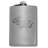 Funny Engraved FANCY AS FUCK FLASK, Classy Crude 8oz Stainless Steel -Funny engraved 8oz Stainless Steel Flask with easy closure screw cap lid. "Fancy as Fuck" script engraving. Choice of color - optonal funnel or gift box with funnel & shot glasses. Fully customizable ships in 2-4 business days. Crude gift for her BFF AF woman women lady ladylike woman wife best friend bridesmaids -Stainless Steel-Just the Flask-