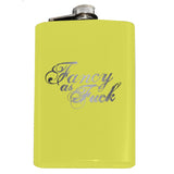 Funny Engraved FANCY AS FUCK FLASK, Classy Crude 8oz Stainless Steel -Funny engraved 8oz Stainless Steel Flask with easy closure screw cap lid. "Fancy as Fuck" script engraving. Choice of color - optonal funnel or gift box with funnel & shot glasses. Fully customizable ships in 2-4 business days. Crude gift for her BFF AF woman women lady ladylike woman wife best friend bridesmaids -Yellow-Just the Flask-