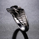 Final Fantasy VII Sephiroth Dark Angel Wing Ring, Sterling Silver-High quality ring inspired by Sephiroth's from Final Fantasy. Handcrafted in .925 Sterling Silver with jeweler's blacking and 18K white gold plating, a large dark wing featured at center, offset and accented with four square cut natural black gemstones. Brand New in jeweler's ring box. Free Shipping Worldwide.-