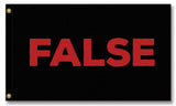 False Flag, Funny Custom Conspiracy Meme Joke Pole Banner, Gag Gift-High quality, professionally printed polyester banner pole flag in your choice of size and style - single or double sided with either grommets or pole pocket. 2x1 / 1x2 ft, 3x2 / 2x3 ft, 3x5 / 5x3 ft or custom size. Fully customizable on request. Funny weird conspiracy meme novelty joke False Flag custom banner.-5 ft x 3 ft-Red on Black-Standard - Grommets-796752936895