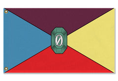 Historical Flag of Oz, Custom Wizard of Oz Literary Fantasy Land Flag-The historical flag of Oz as envisioned by L. Frank Baum. High quality, professionally printed flag in your choice of size and style, with either grommets or pole pocket at left edge. Standard single side-reverse or Deluxe double sided. Wizard of Oz, Land of Oz, literary fantasy world, cosplay accessory, theater prop.-
