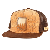 Arizona Treeline Wooden Inlay Trucker Cap, Rustek	- Handmade USA-Wooden inlay trucker cap custom designed and hand crafted in the pacific northwest. Unique handmade designer cork crown snapback w/ maple and walnut wood veneer on bamboo patch. Artisan made in Portland, OR. FSC certified sustainably sourced wood. Percentage of each sale to National Parks. Arizona AZ Phoenix Tucson PHX-Flat Brim-