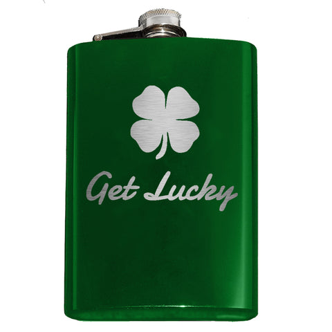 -Engraved 8oz Top Shelf Stainless Steel Hip / Pocket Flask with easy closure screw cap lid. Optional customized engraving, funnel, gift box with cups, etc. Ships from USA. Quality drinking liquor drinker gift idea portable alcohol flask . Celtic cross irish scottish celt st patricks day ireland christian knotwork cross-Green-Just the Flask-