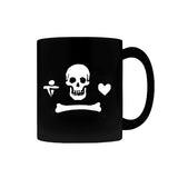 -Premium quality mug in your choice of 11oz or 15oz. High quality, durable ceramic. Dishwasher and microwave safe. Hand washing recommended to help prevent fading. This item is made-to-order and typically ships in 2-3 business days from the USA.

pirate jolly roger skull bone heart dagger black coffee mug cup-