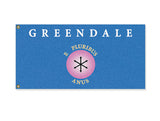Greendale CC Flag, Custom Cosplay Prop Replica Pole Banner Flag-High quality, professionally printed custom polyester banner pole flag. Single or double sided with either grommets or pole pocket. 2x1 / 1x2 ft, 3x2 / 2x3 ft, 3x5 / 5x3 ft or custom size. Fully customizable on request. Community college E Pluribus Anus flag tv meme cosplay photo prop replica banner-2 ft x 1 ft-Standard-Grommets-