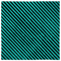 Black and Teal Grunge Gothic Pinstripe Bandana, Distressed Stripe 24in-Polyester jersey knit 24 inch square bandana, kerchief, handkerchief, hanky, neckerchief, do-rag, facemask, headscarf, babushka, hankey. Custom made. Retro vintage grunge goth gothic style pinstripes / thin distressed stripe pattern. These bandanas are made-to-order and typically ship in 2-4 business days from USA.-Diagonal-