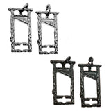 -Exquisitely dark guillotine drop/dangle earrings in your choice of black or silver metal. Each measures roughly 30x17mm / 1.18x0.67in, lightweight and comfortable to wear. Free shipping.

Goth gothic horror halloween executioner harajuku creepy murder revolt french revolution chop chop -