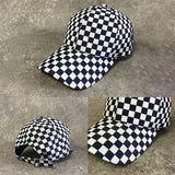 Black and White Checkered Cap-Quality unisex black and white checkered fashion cap. One size fits most (45cm-55cm) with strap back adjustment. Free shipping from abroad with average delivery to the USA in 2-3 weeks.
Retro 90s nineties clubwear streetwear hiphop y2k aesthetic racer gamer snapback long bill baseball hat-