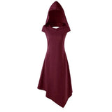 Bel Epoque Long Hooded Open Back Pagan Gothic Witch Dress Halloween-Soft and comfortable cotton blend Bel Epoque hooded, open back witch's dress. A sexy gothic fashion dress for all seasons. See size chart in images. Free Shipping Worldwide. This dress ships promptly from abroad and typically arrives in about 2 weeks.-wine red-S-
