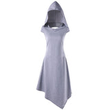 Bel Epoque Long Hooded Open Back Pagan Gothic Witch Dress Halloween-Soft and comfortable cotton blend Bel Epoque hooded, open back witch's dress. A sexy gothic fashion dress for all seasons. See size chart in images. Free Shipping Worldwide. This dress ships promptly from abroad and typically arrives in about 2 weeks.-grey-S-