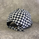 Black and White Checkered Cap-Quality unisex black and white checkered fashion cap. One size fits most (45cm-55cm) with strap back adjustment. Free shipping from abroad with average delivery to the USA in 2-3 weeks.
Retro 90s nineties clubwear streetwear hiphop y2k aesthetic racer gamer snapback long bill baseball hat-