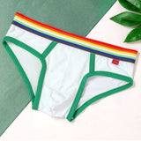 -Colorful and comfortable mens style briefs. Sizes run small. Free shipping from abroad with average delivery to the US in 2-3 weeks.

Underwear bold bright gay pride lgbtq lgbtqia lgbtqx tight sexy -White and Green-M-