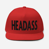 HEADASS Embroidered Five Panel Flat Bill Snapback Cap-Embroidered structured five panel flat bill cap with adjustable snapback. These hats ship from the USA. High Quality Embroidering • 100% Cotton Twill Structured Five Panel Snapback Cap - Headass funny unique weird meme memes saying insult definition internet gamer joke bold brash streetwear unisex adult baseball cap-Red-Black-