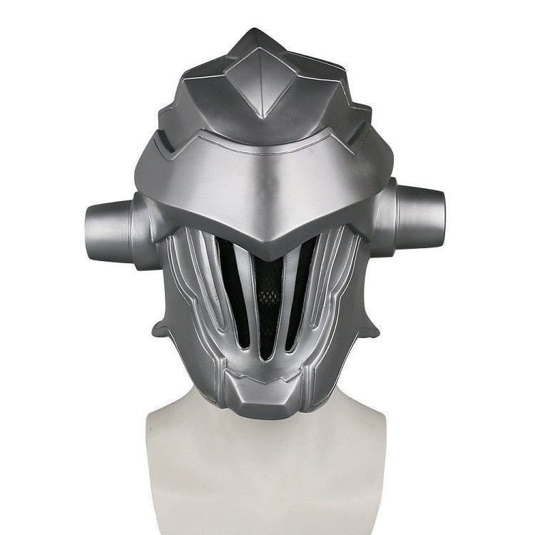 -High quality, detailed latex over-the-head mask with attached hair. One size fits most adults. Approximately 11.8in x 13.4in - Free shipping.
Anime cosplay halloween costume fancy dress latex mask black silver female knight unisex helm-Silver-