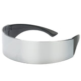 Interstellar Cyborg Sunglasses - Metallic Silver Band Alien Robot Area 51 UFO Glasses-Silver-One Size-