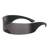 Interstellar Cyborg Sunglasses - Metallic Silver Band Alien Robot Area 51 UFO Glasses-Black-One Size-