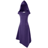 Bel Epoque Long Hooded Open Back Pagan Gothic Witch Dress Halloween-Soft and comfortable cotton blend Bel Epoque hooded, open back witch's dress. A sexy gothic fashion dress for all seasons. See size chart in images. Free Shipping Worldwide. This dress ships promptly from abroad and typically arrives in about 2 weeks.-purple-S-