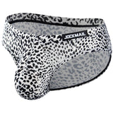 -High quality mens printed briefs by Jockmail. 90% polyamide 10% spandex. See size chart in images. Free shipping from abroad with average delivery to the US in 2-3 weeks.

Mens sexy low waist bikini briefs jockey underwear lingerie lgbtq lgbtqia lgbtqx gay pride snakeskin leopard cheetah animal print pattern-White Leopard-M-