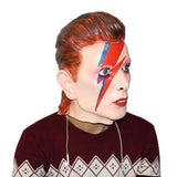 -Quality latex over-the-head mask for costume and cosplay. One size fits most.Free Shipping from abroad with an average delivery time to the US of about 2-3 weeks.

Halloween classic rock star David Bowie cosplay costume mask Ziggy Stardust glam rock lightning bolt famous celebrity music 70s 1970s seventies -