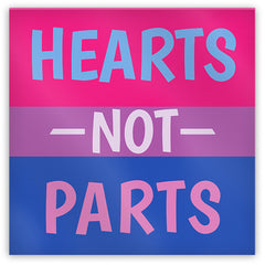 -Mylar Coated 2" Tin Plated Steel Fridge MagnetThis item is made-to-order and typically ships in 2-3 Business Days. LGBTQ LGBTQIA LGBTQX Pride Hearts Not Parts Bi Bisexual Bisexuality Trans Transgender NonBinary Enby -
