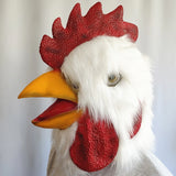 -High quality latex and synthetic fur over-the-head rooster mask. One size fits most.Free shipping from abroad.

Funny animal costume cosplay mask halloween feathered chicken guy fancy dress gamer 
-