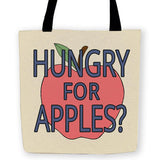 -Hungry for Apples? High quality, woven polyester tote bag with design on both sides. Durable and machine washable. An ideal carryall reusable shopping bag for those trips to the produce section or farmers market. This item is made-to-order and typically ships in 3-5 business days.-