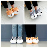 -Super cute women's plush smiling husky dog slippers. Free shipping from abroad. Typically arrives in about 2-3 weeks to the USA.

Happy kawaii meme doggie slides house shoes footwear bad pun doge puppy gift juniors unisex kids teens US sizes memes fun funny gray grey-