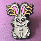 -Cute, soft enamel Jackalope pin with rubber pin back from the Cryptid Collection. Measures approximately 1inch. Shipped from the USA.

Funny kawaii cryptozoology western American mythology urban legend antler bunny antlered rabbit jackrabbit pinback badge brooch jewelry bag backpack hat accessory-