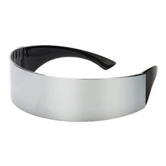 Interstellar Cyborg Sunglasses - Metallic Silver Band Alien Robot Area 51 UFO Glasses-