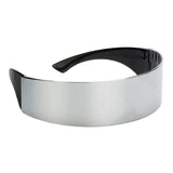 Interstellar Cyborg Sunglasses - Metallic Silver Band Alien Robot Area 51 UFO Glasses--