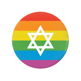 LGBTQ Jewish Pride Pinback Buttons, Intersectional LGBTQIA LGBTQX Pin-High quality scratch and UV resistant mylar & metal pinback button. 1.25, 2.25 or 3 inches. Custom made Jewish LGBT GLBT LGBTQ LGBTQIA LGBTQX Intersectional Sexuality Gender Identity Pride Pin - Equal Rights, Equality Gay Rainbow Flag Stripes. -1.25 inch Round Button-