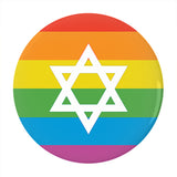 LGBTQ Jewish Pride Pinback Buttons, Intersectional LGBTQIA LGBTQX Pin-High quality scratch and UV resistant mylar & metal pinback button. 1.25, 2.25 or 3 inches. Custom made Jewish LGBT GLBT LGBTQ LGBTQIA LGBTQX Intersectional Sexuality Gender Identity Pride Pin - Equal Rights, Equality Gay Rainbow Flag Stripes. -2.25 inch Round Button-