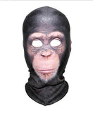Chimpanzee 3D Print Balaclava, Funny Weird Protective Chimp Face Mask-High quality all-over 3D print Chimpanzee Balaclava.Breathable quick dry polyester fabric, windproof and dustproof, over-the-head full face and neck monkey mask. One size fits most adults. Ideal for costume, cosplay, practical jokes but also raves, festivals, biking, hiking, cycling, ATV & motorcycle riding, skiing, et...-Closed Mouth-