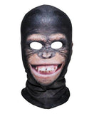 Chimpanzee 3D Print Balaclava, Funny Weird Protective Chimp Face Mask-High quality all-over 3D print Chimpanzee Balaclava.Breathable quick dry polyester fabric, windproof and dustproof, over-the-head full face and neck monkey mask. One size fits most adults. Ideal for costume, cosplay, practical jokes but also raves, festivals, biking, hiking, cycling, ATV & motorcycle riding, skiing, et...-Toothy Grin-