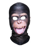 Chimpanzee 3D Print Balaclava, Funny Weird Protective Chimp Face Mask-High quality all-over 3D print Chimpanzee Balaclava.Breathable quick dry polyester fabric, windproof and dustproof, over-the-head full face and neck monkey mask. One size fits most adults. Ideal for costume, cosplay, practical jokes but also raves, festivals, biking, hiking, cycling, ATV & motorcycle riding, skiing, et...-Tongue Out-