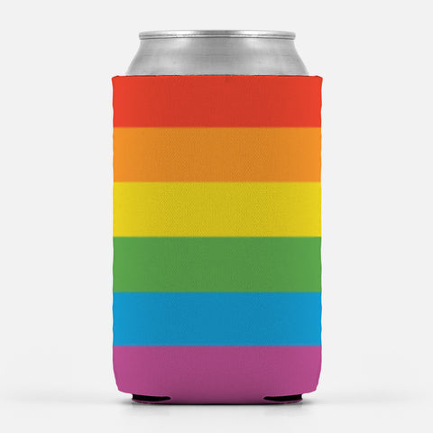LGBTQ Pride Beverage Insulator Sleeve, LGBTQIA LGBTQX Can Cooler Wrap-High quality, reusable neoprene beverage insulator sleeve. Fits standard 12oz and 16oz cans or bottles and keeps beverages cold. Easy to clean and foldable for easy storage. Great gift or drink marker for parties. LGBT GLBT LGBTQ LGBTQIA LGBTQX Classic Rainbow Striped Pride Equality Rights Striped Accessory Party Gift-