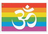 -High quality, professionally printed polyester flag. Single or fully double-sided with blackout layer, grommets or pole pocket / sleeve. 2x1ft / 1x2ft, 3x2ft / 2x3ft, 5x3ft / 3x5ft, custom. Fully customizable. Hindu OM Symbol Gay Lesbian LGBT LGBTQ LGBTQIA LGBTQX rainbow pride banner flag. Rights Equality Festival.-3 ft x 2 ft-Standard-Grommets-725185481719