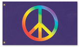 Rainbow Peace Flag, Several Colors or Custom, Anti-War Equality Banner-High quality, professionally printed polyester flag. Single or fully double-sided with blackout layer, grommets or pole pocket / sleeve. 2x1ft / 1x2ft, 3x2ft / 2x3ft, 5x3ft / 3x5ft, custom. Fully customizable. Rainbow Peace Symbol pole flag, LGBT LGBTQ LGBTQIA Sexuality Race Gender Equality Anti-War protest banner-5 ft x 3 ft-Purple-Grommets-796752938226